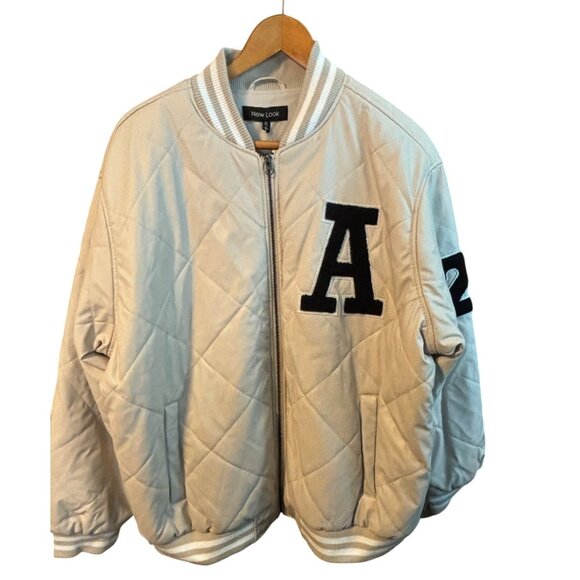 New Look NWT Quilted Bomber Jacket With Black Letter A Number 2 Details Sz 2X - Picture 1 of 7
